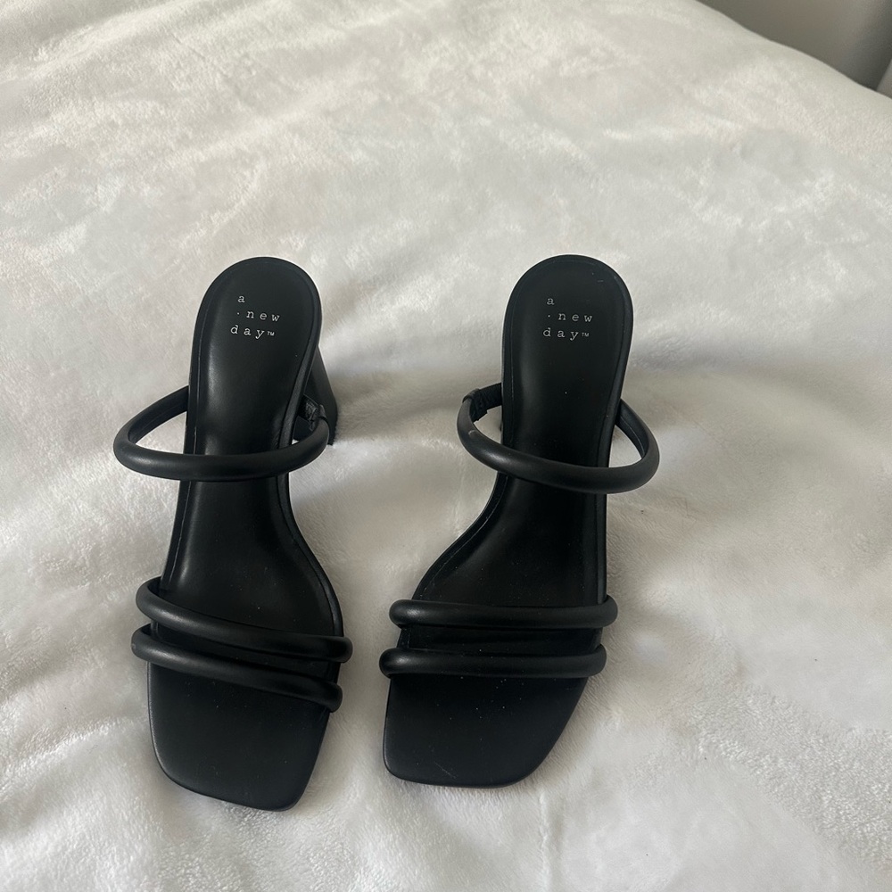 A New Day Black Strappy Heels